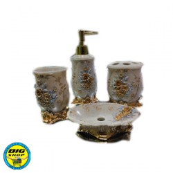 Ванный фарфоровый набор (Золотисто-Бежевый)  королевский  для зубных щеток и мыла. VN015